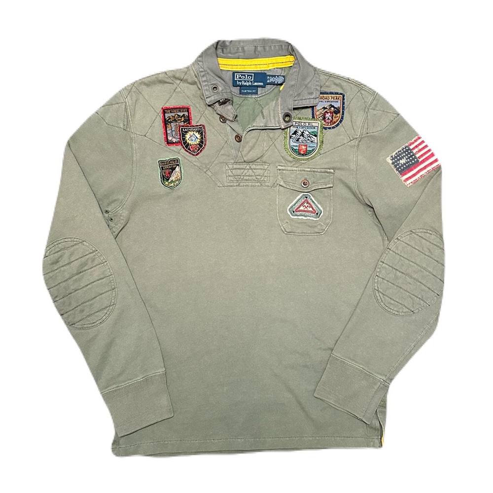 Vintage Polo Ralph Lauren Rugby Shirt Mountain Expedition Patchwork Men’s Small